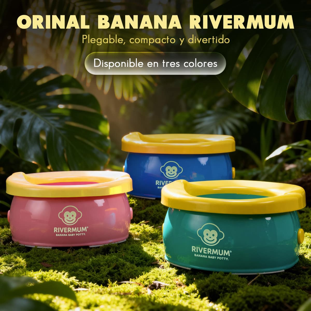 Kit Orinal Portatil Niños Plegable Banana XL, Orinal Infantil Pórtatil para viajes o casa, WC Inodoro portatil Niños, Potty Training, Incluye Bolsas, Pegatinas y Cacalendario (ROSA) — view 2