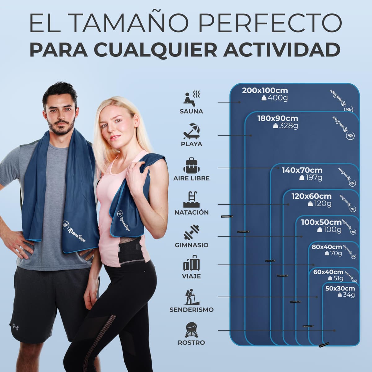 NirvanaShape Toalla de Microfibra | 14 Colores | 8 Dimensiones | Toalla de Viaje Ligera, Absorbente y de Secado Rápido | Toalla de Baño para Viajes | Ideal para Playa, Camping, Yoga y Sauna — view 4