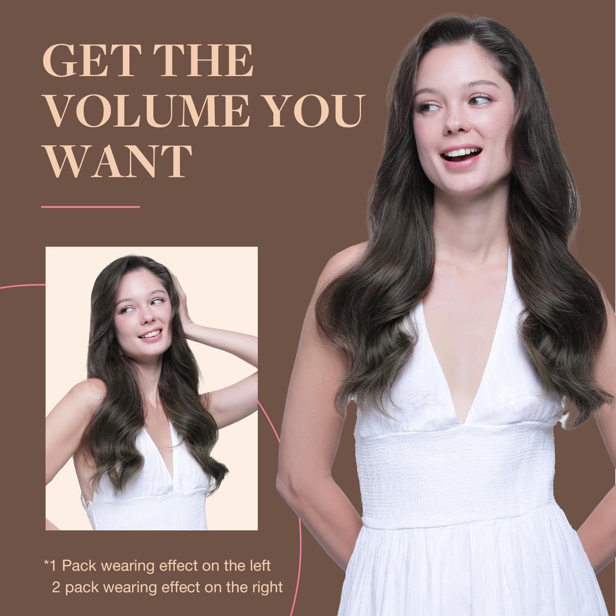 GOO GOO Clip in Hair Extensions Human Hair, 18inch 150g 9Pcs, #2 Dark Brown, Hair extensions for women, Human Hair Extensions Clip in — view 36