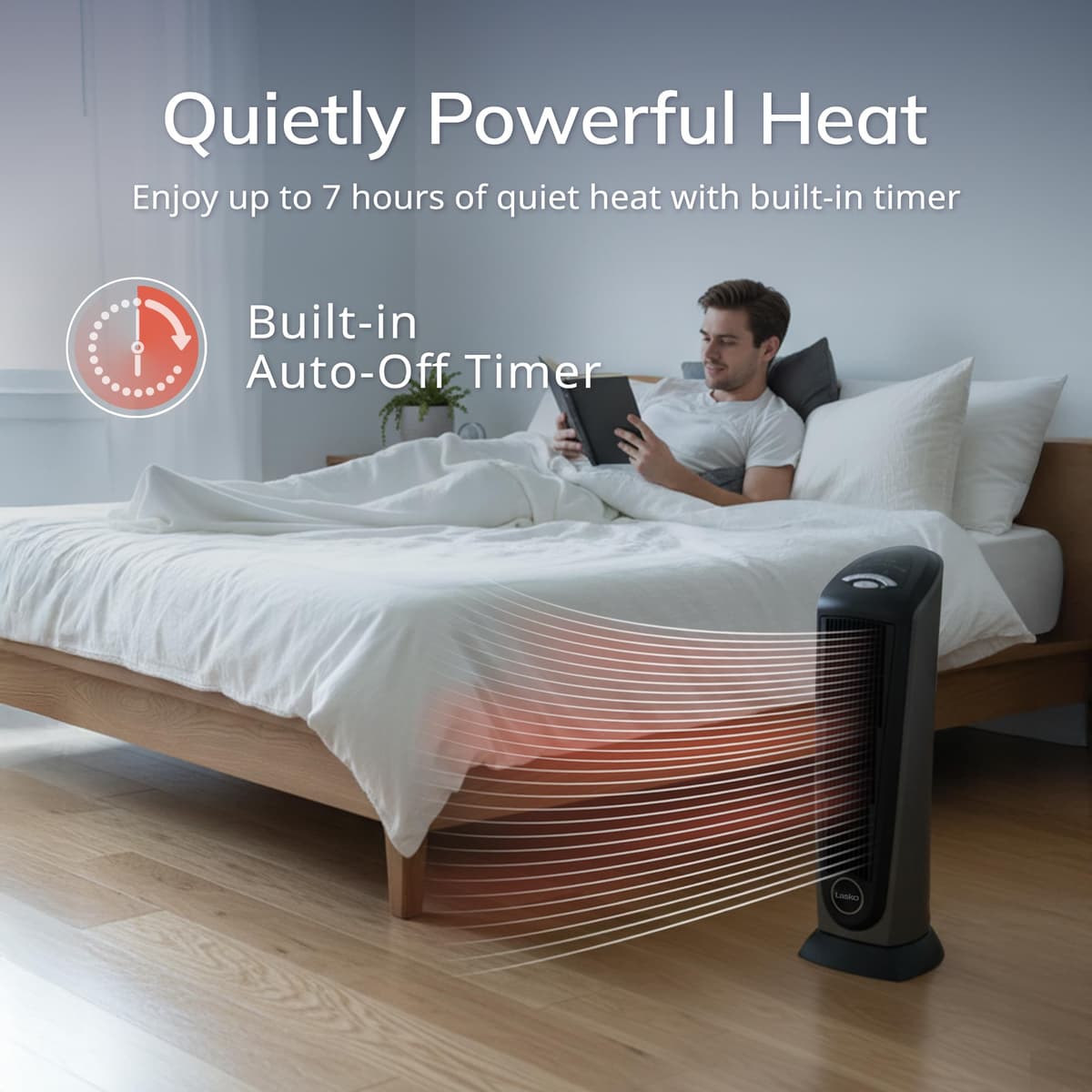 Lasko 1500W Ceramic Tower Space Heater with Remote, Thermostat, Timer & Widespread Oscillation, Portable Electric Heater for Indoor Use, Bedroom & Living Room, 751320 — view 5