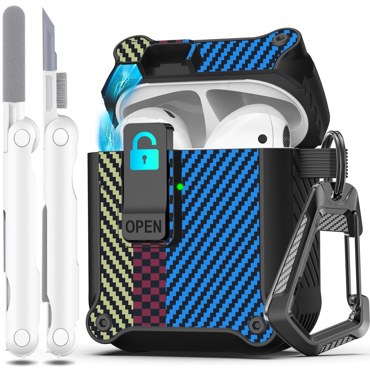 R-fun Compatible con AirPods Pro 2 Gen (Cubierta Auto emergente) con Kit de Limpieza, para Airpods Pro 2/1 Gen (2023/2022/2019), para Estuche Airpods Pro (USB-C/Lightning),Negro — view 21