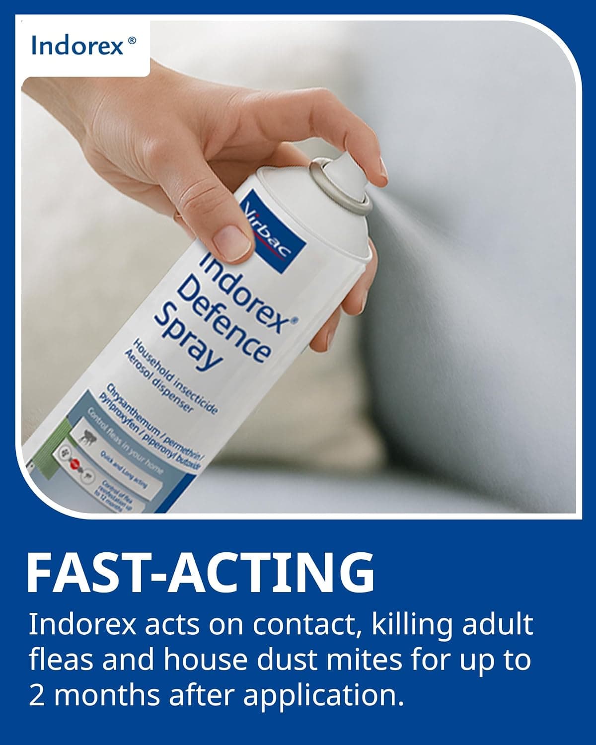 Virbac Indorex Defence Flea Spray for the Home – Long-Lasting 12-Month Protection Against Fleas and Dust Mites – 2 x 500ml Ca — view 2