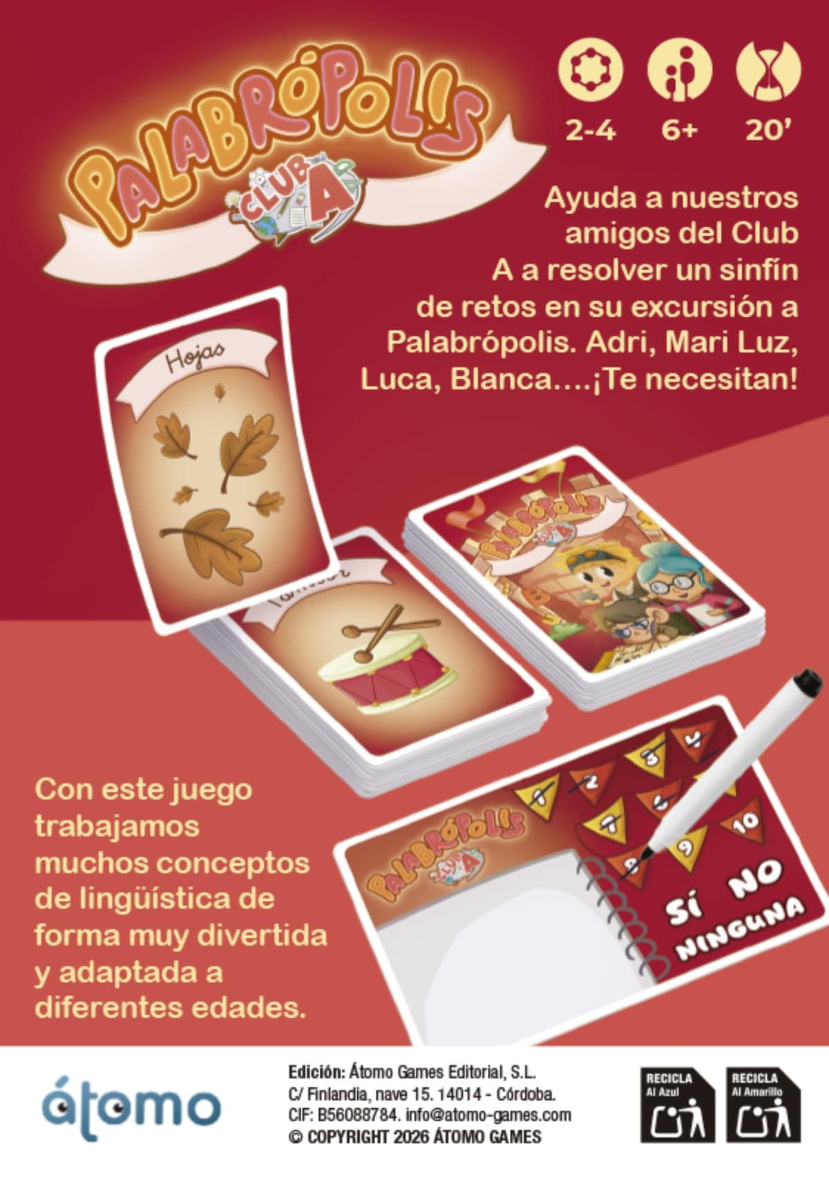 Palabrópolis Juego de Palabras para Niños – Juego Educativo de Vocabulario y Lectoescritura, Lenguaje y Agilidad Mental, 2-4 Jugadores, +6 Años, Club A, Átomo Games — view 4
