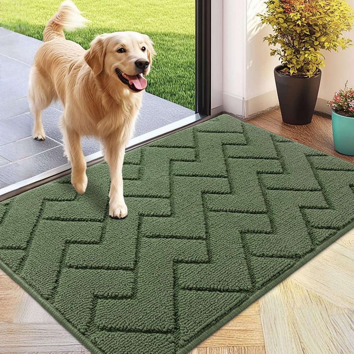 Biscpro Door Mats Indoor,Dirt Trapper Mat Absorbent Non-Slip Low Profile Doormat for Entrance,Inside, Kitchen,Front Door Mat Washable for Pets and Dogs— 50x80cm,Grey — view 42