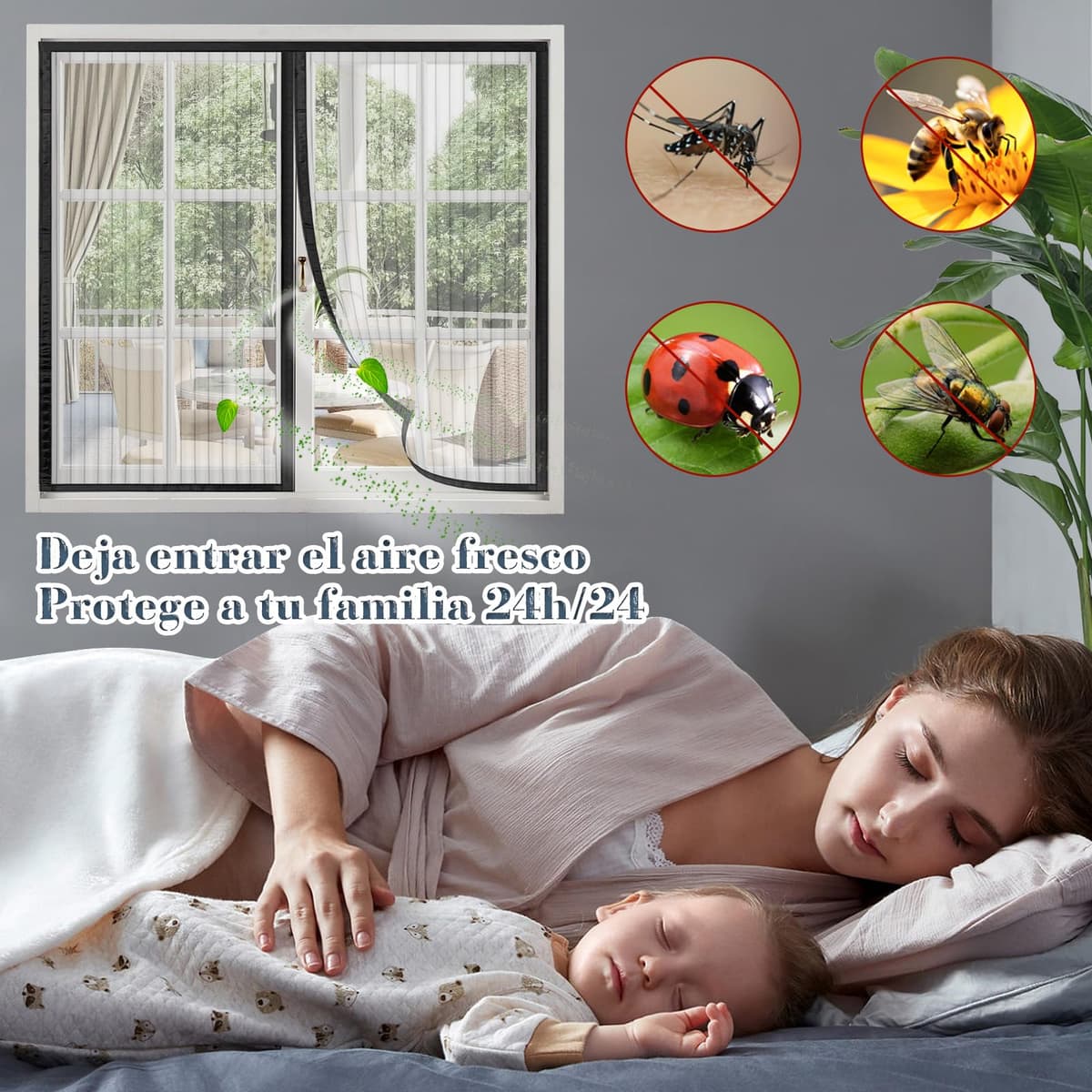 Mosquitera Ventana Magnetica 130x130cm, Mosquitera para La Ventana, Sin Taladrar, Malla Ultrafina, para la Mayoría de los Tipos de Ventanas, Negro — view 3