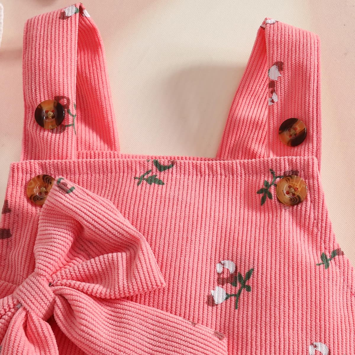 Conjuntos Falda Para Niña Recién Nacida Blusa de Manga Corta y Falda con Tirantes y Lazo Ropa de Verano Para Niña Bebé — view 6