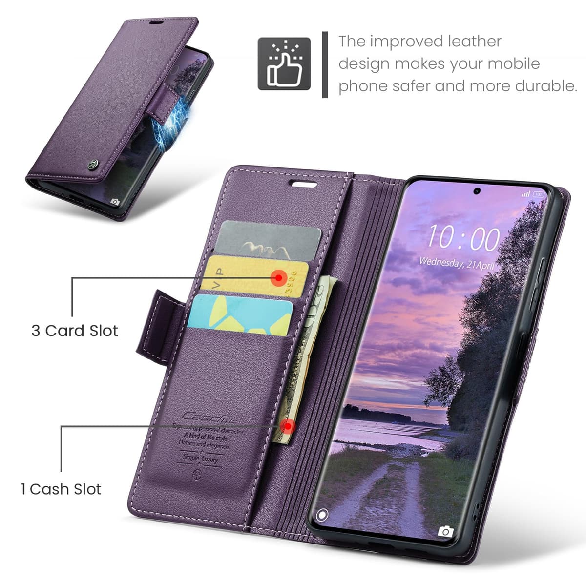 Funda para Xiaomi Redmi Note 14 Pro 5G / Poco X7, Funda de Cierre Magnético, Cartera de Cuero PU con [Bloqueo RFID], Soporte, Ranura para Tarjetas, Case para Redmi Note 14 Plus 5G, Púrpura — view 3
