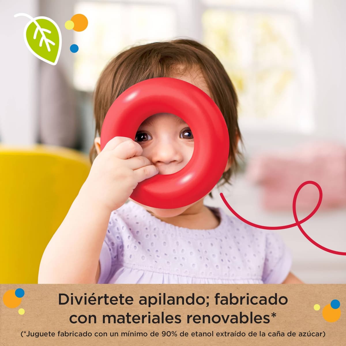 Fisher-Price Pirámide de aros Eco Juguete a base de plantas, para bebés +6 meses (Mattel HPY92) — view 3