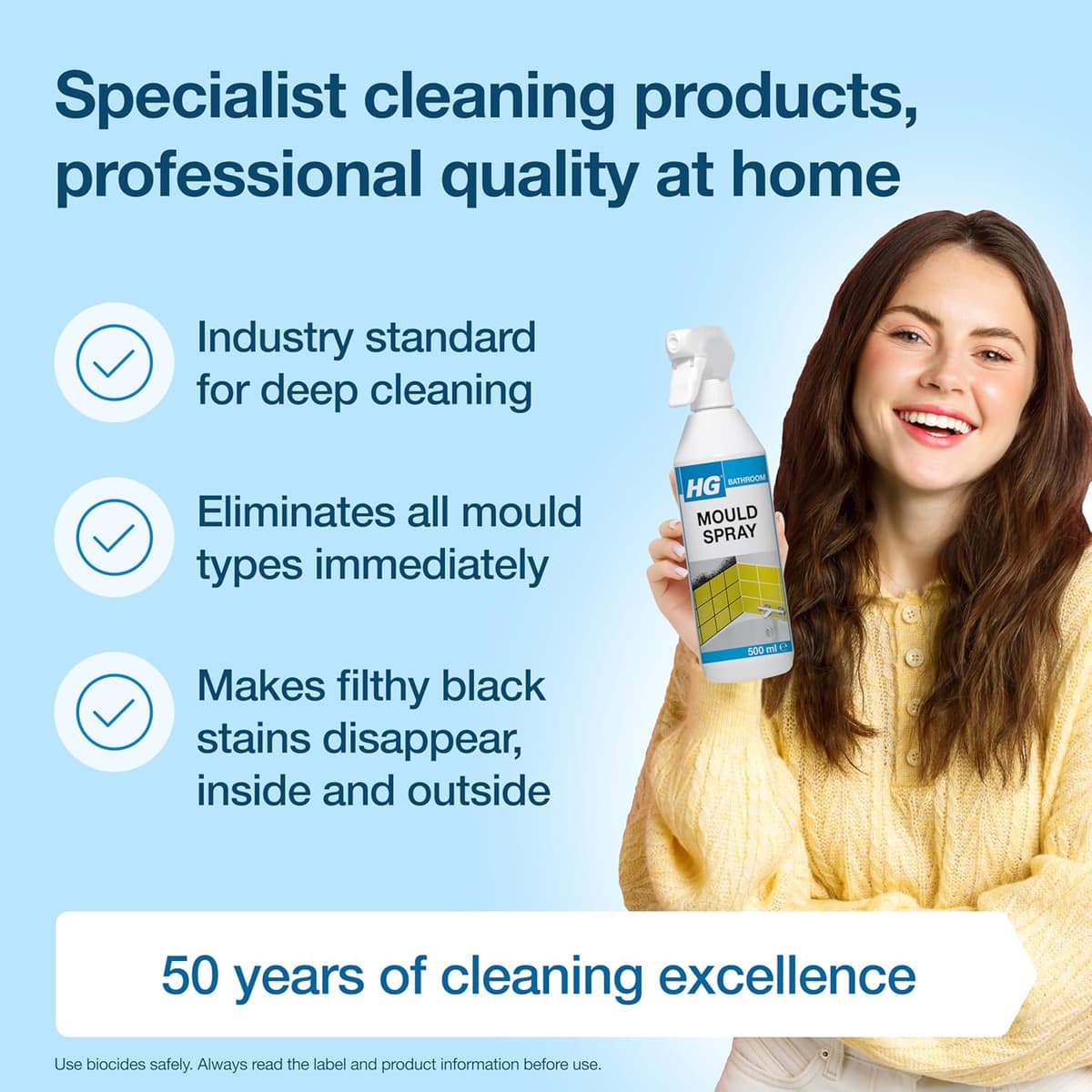 HG Mould Remover Spray | Kills Black Mold & Mildew on Walls & Tiles | 500ml — view 5