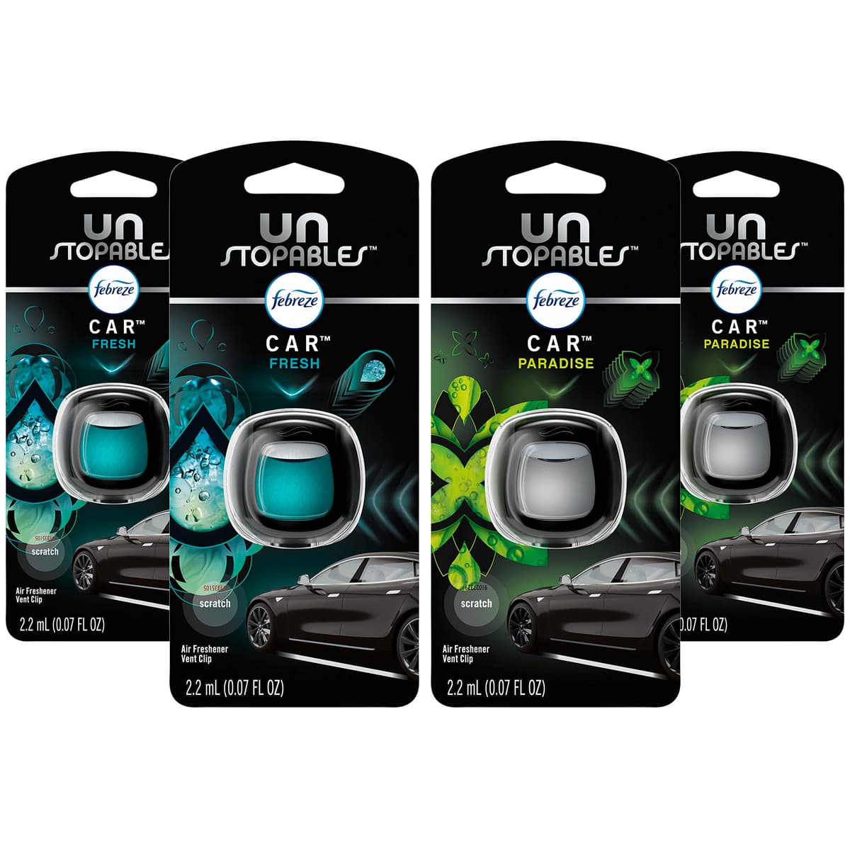 Febreze Unstopables Car Odor-Eliminating Car Freshener Vent Clip Fresh, .07 fl oz. Car Vent Clip — view 3