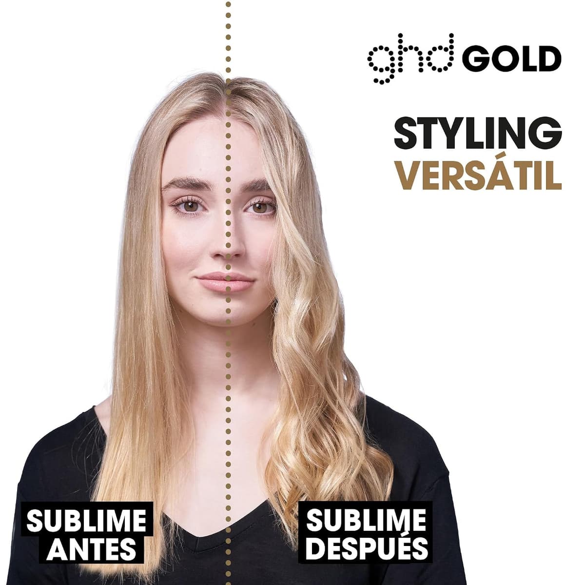 ghd Gold - Plancha de Pelo Profesional Para un Cabello Liso y Brillante - Para Todo Tipo de Cabello - Color Negro, (Enchufe Europeo)