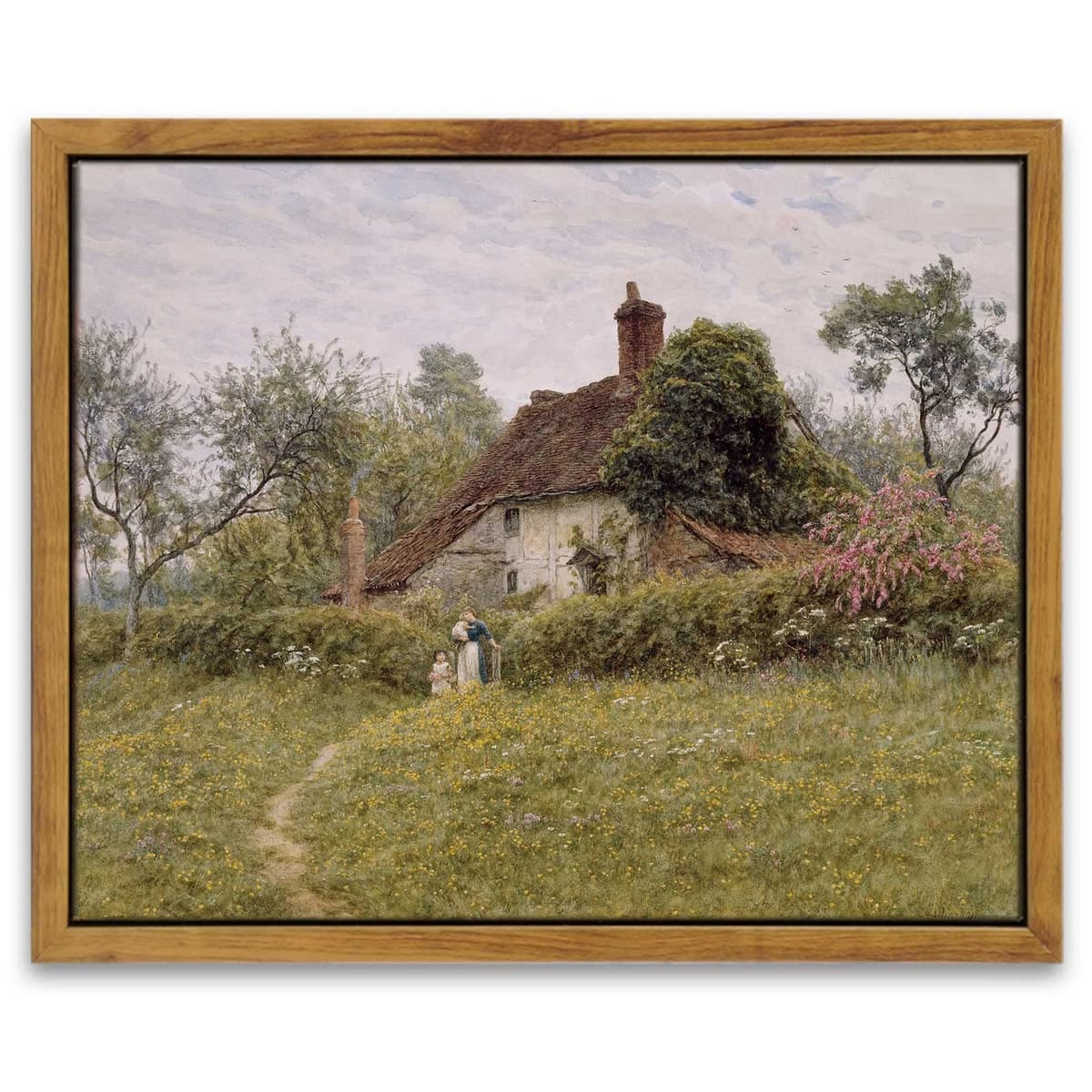 InSimSea Framed Canvas Wall Art, Meadow with Flowers Painting, Landscape for Living Room, Bedroom, Home, Bathroom Decor, 8x10 — view 220