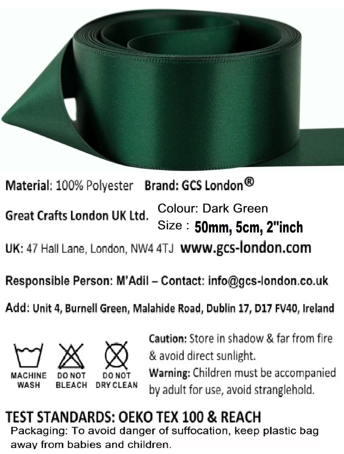 Satin Ribbon. 38mm Wide 5 Meters (Dark Green) Gift Wrap Ribbon, Ribbons for Gift Wrapping, Christmas Ribbon, Gift Wrapping Ribbon for Crafting, Wedding Party Decor — view 281