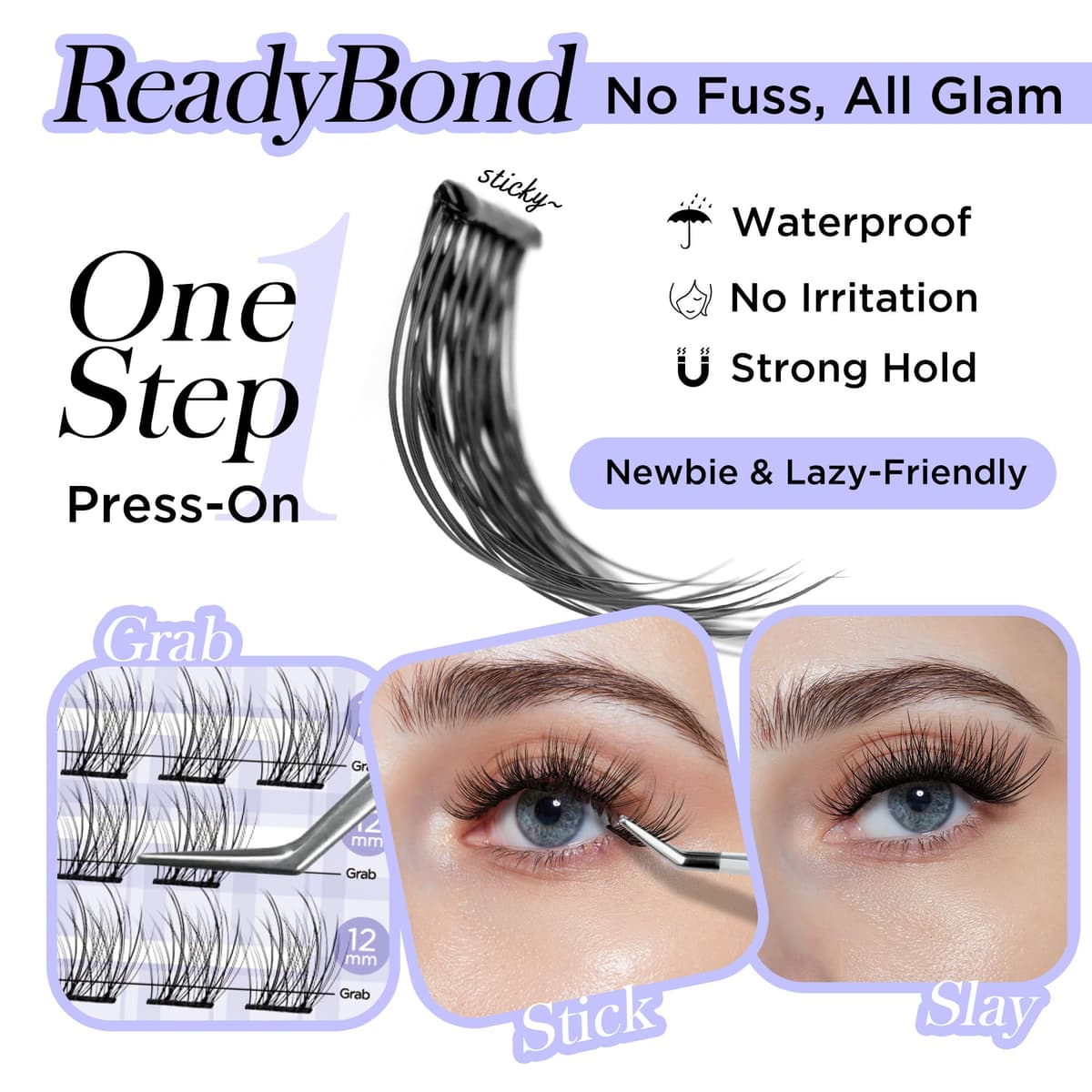 BEYELIAN Pestañas Postizas Self Adhesive, 72 Pcs D+ Curl DIY Press on Pestañas Individuales, Pestañas Adhesivas Reutilizables Cluster Lashes Pestañas Postizas (R37) — view 2