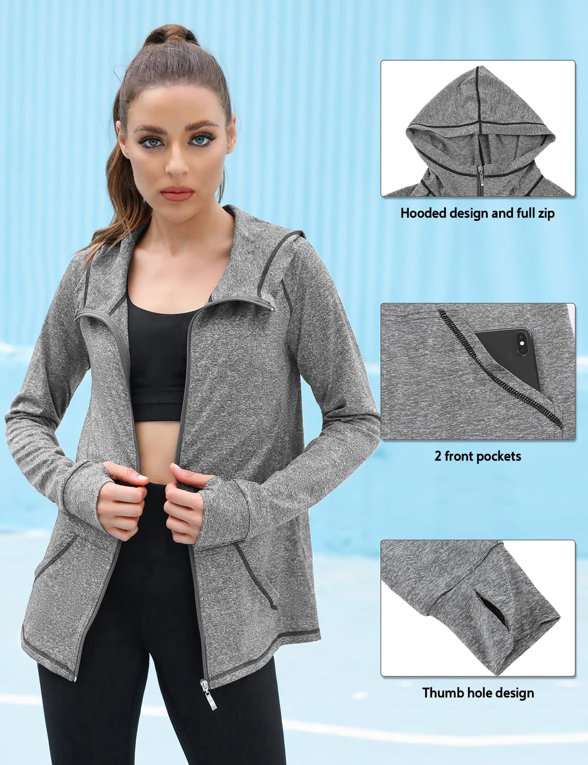 Sykooria Damen Laufjacke Voll Reißverschluss Sportjacke sudadera bebe Mujer — view 4