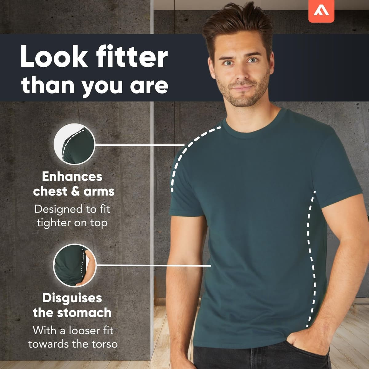 FM London 3/5-Pack Mens T Shirt - Premium Weight T-Shirts for Men with Lightly Fitted Design - Super Soft - Made with 100% Cotton - Stretch Fit for Any Occasion - Durable Comfort Fit — view 2