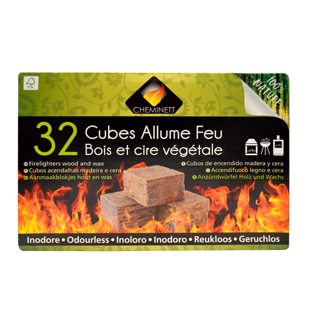 CHEMINETT 15751-32 Cubos Encendido precortados Cheminett naturales para encender chimeneas, estufas y barbacoas — view 6
