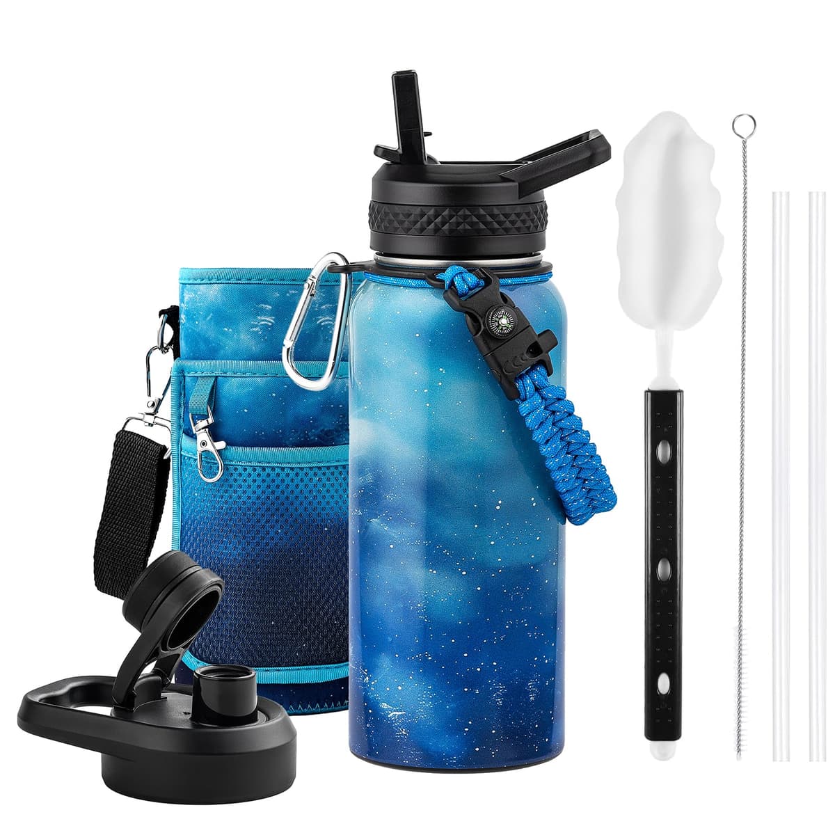 RAYMYLO One Gallon Water Bottle Insulated, Triple Walled Vacuum Stainless Steel (Cold for 48 Hrs), Leak Proof & Non-BPA, Large Water Flask Jug with Paracord Handle & Straw Spout Lids — view 101