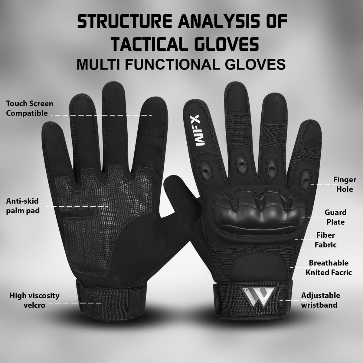 WFX Guantes de motocicleta de dedo completo para pantalla táctil, transpirables, guantes protectores para motocicleta, carreras de carretera, escalada, motocross, carreras, ciclismo, BMX, ATV, MTB, — view 3