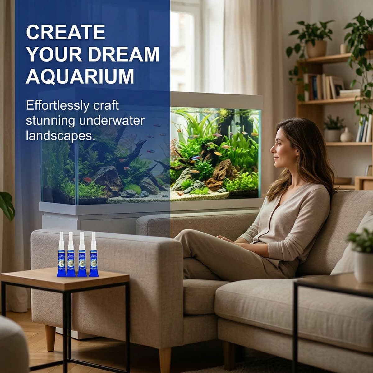 Accesorios para acuarios, 4 tubos de pegamento específico para acuarios, de fraguado rápido, limpio y seguro para peces y camarones. — view 2