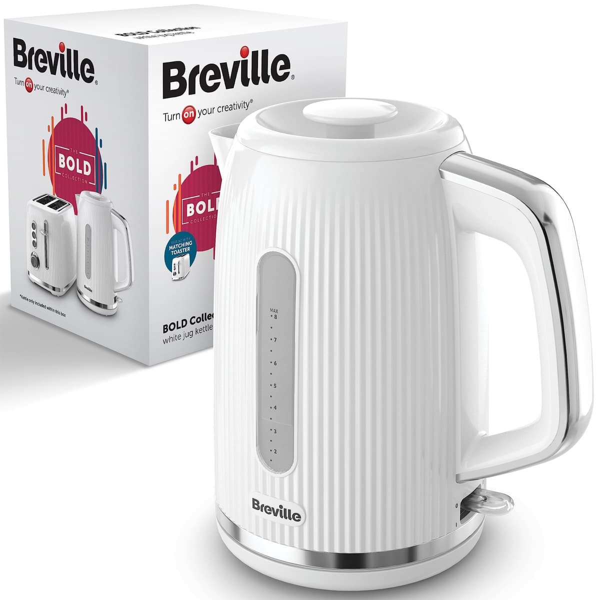 Breville Bold Black Electric Kettle | 1.7L | 3kW Fast Boil | Black & Silver Chrome [VKT221] — view 8