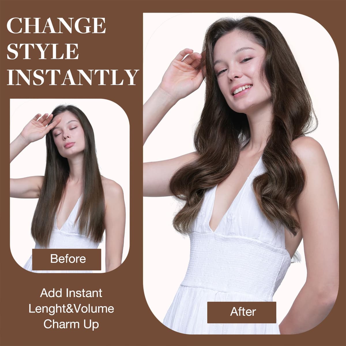 GOO GOO Clip in Hair Extensions Human Hair, 18inch 150g 9Pcs, #2 Dark Brown, Hair extensions for women, Human Hair Extensions Clip in — view 143