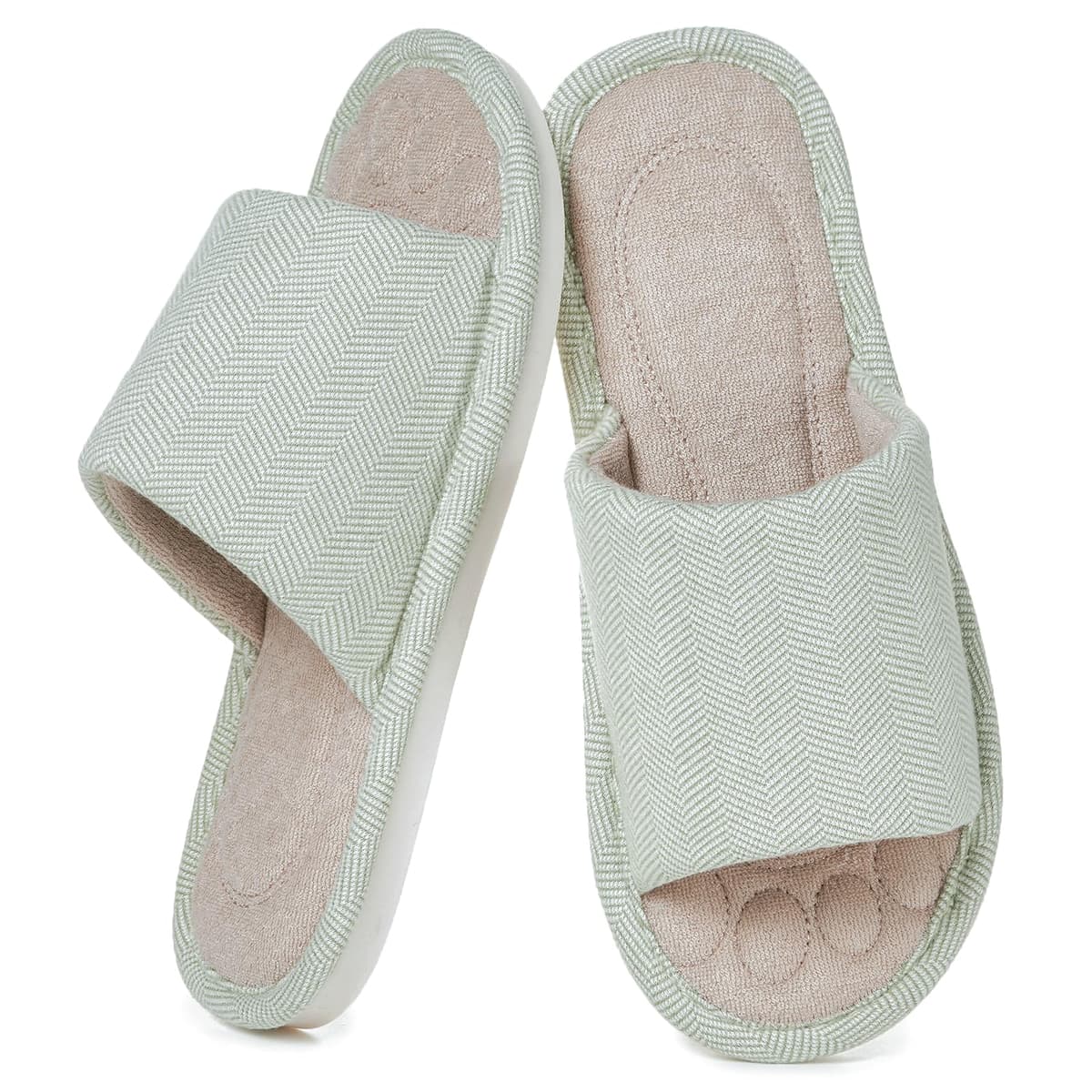 Zapatillas Casa Mujer Hombre Cómoda Espuma de Memoria Transpirable Algodón Pantuflas Punta Abierta Antideslizante Slippers Verano — view 14
