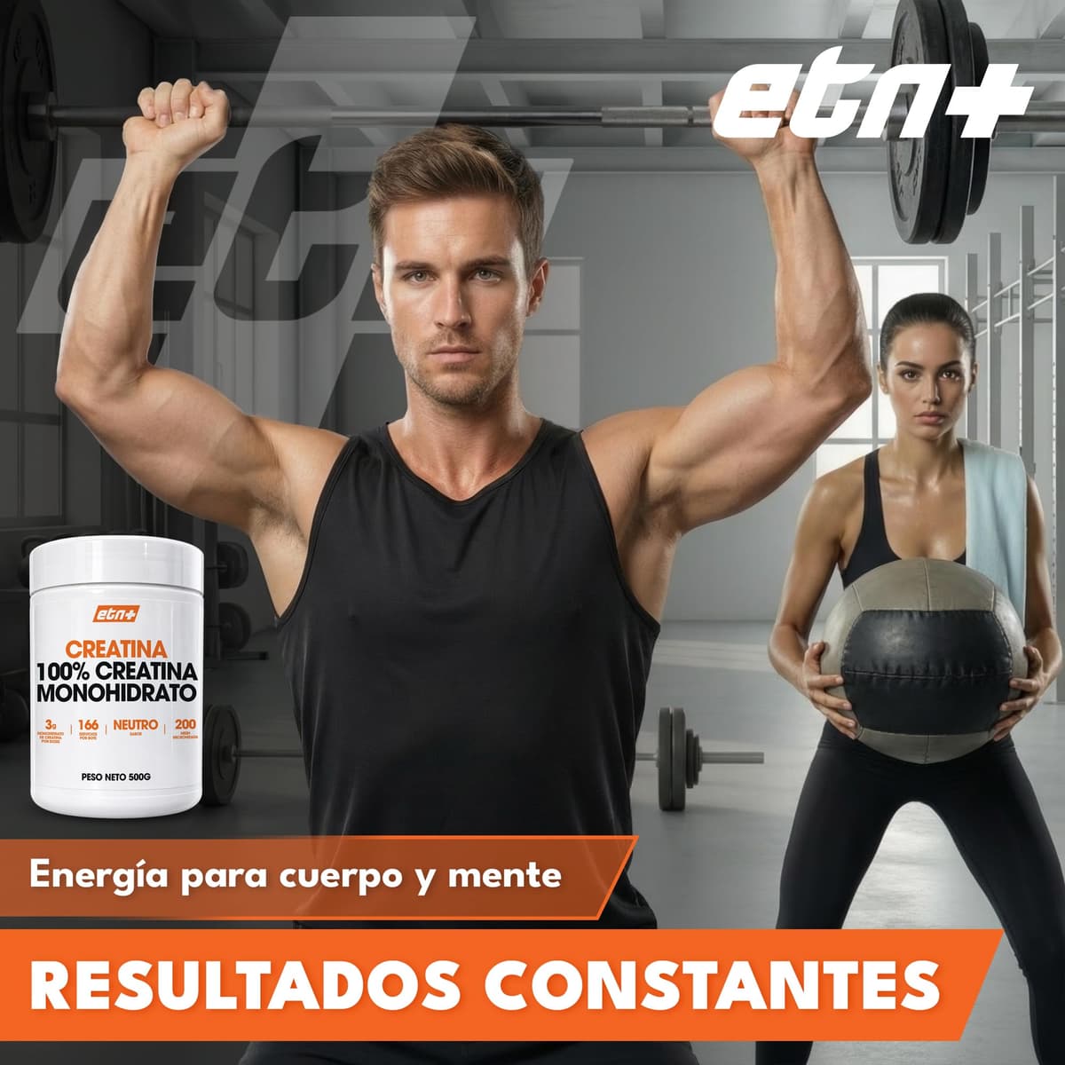 ETN+ Creatina Monohidrato 100% Micronizada 500 g | Creatina Pura 200 Mesh | 3 g por Dosis 166 Servicios| Vegana Sin Gluten Sin Azucar | Incluye Dosificador | Sin Sabor — view 3