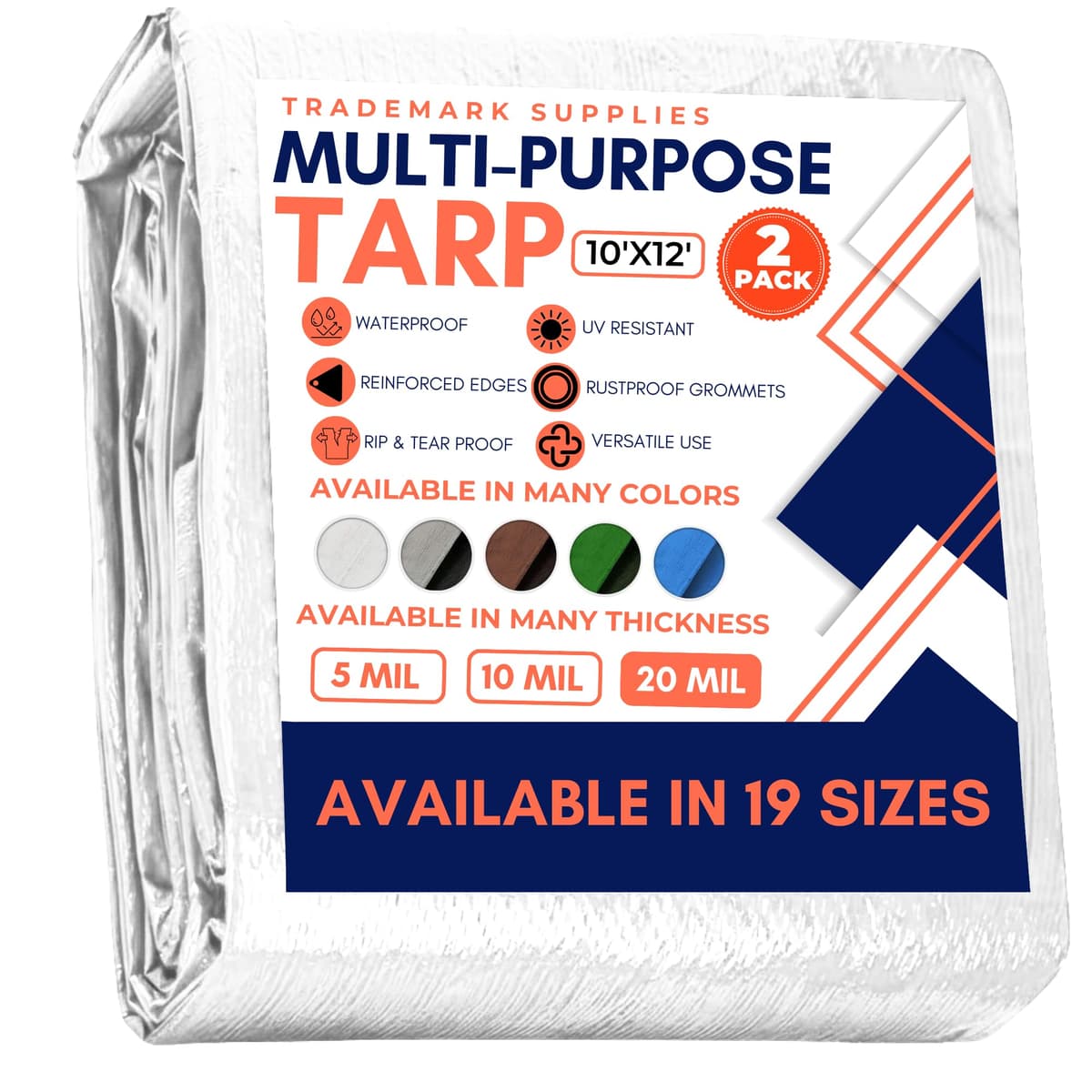 Large Waterproof Tarp- Heavy Duty Thick Poly Tarpaulin Ideal for Canopy Tents, Boats, RV or Pool Covers- Multipurpose Protective Tarps with Grommets for Indoor and Outdoor Use — view 168