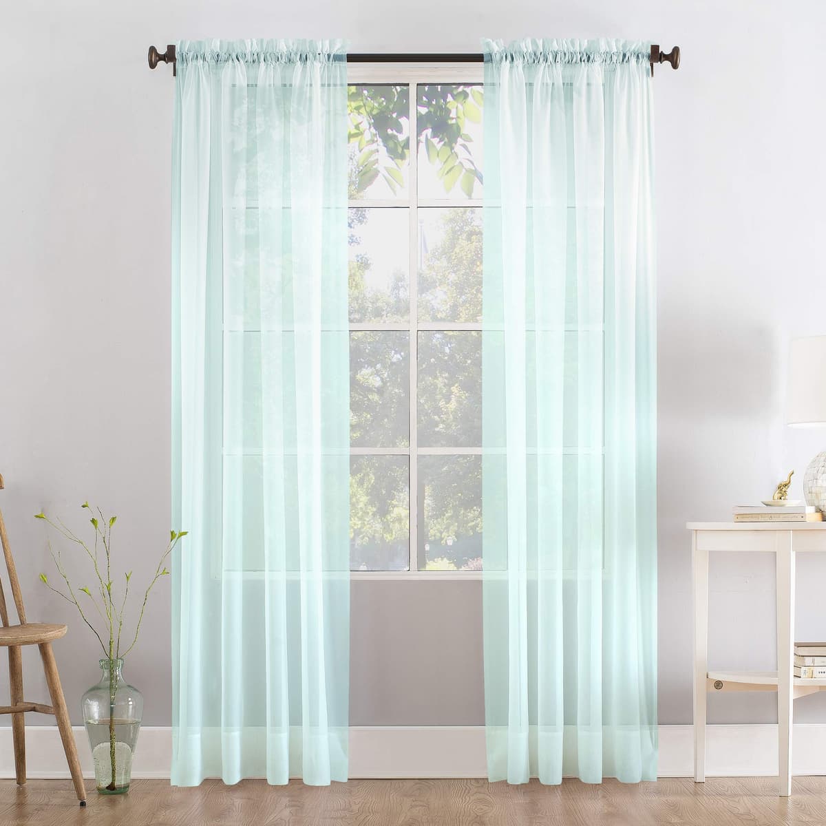 Megachest a pair of slot top voile curtains (Pure White, 56" wideX81 drop 2 Panels) — view 19