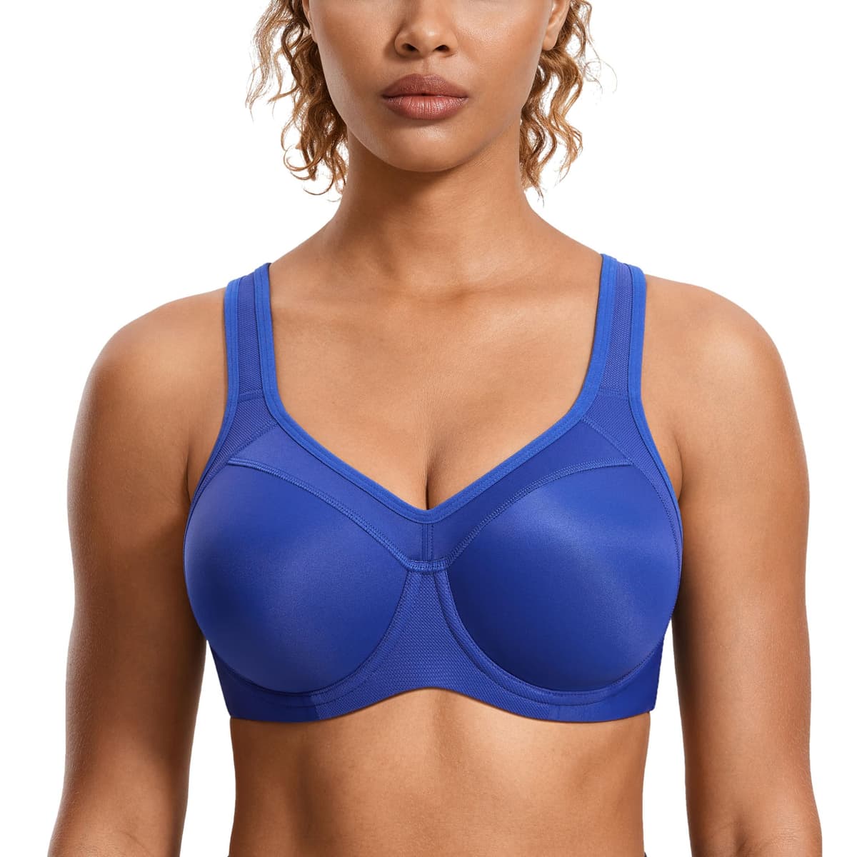 SYROKAN Women's High Impact Sports Bra Underwire Full Support Racerback Padded Running Bra — view 9