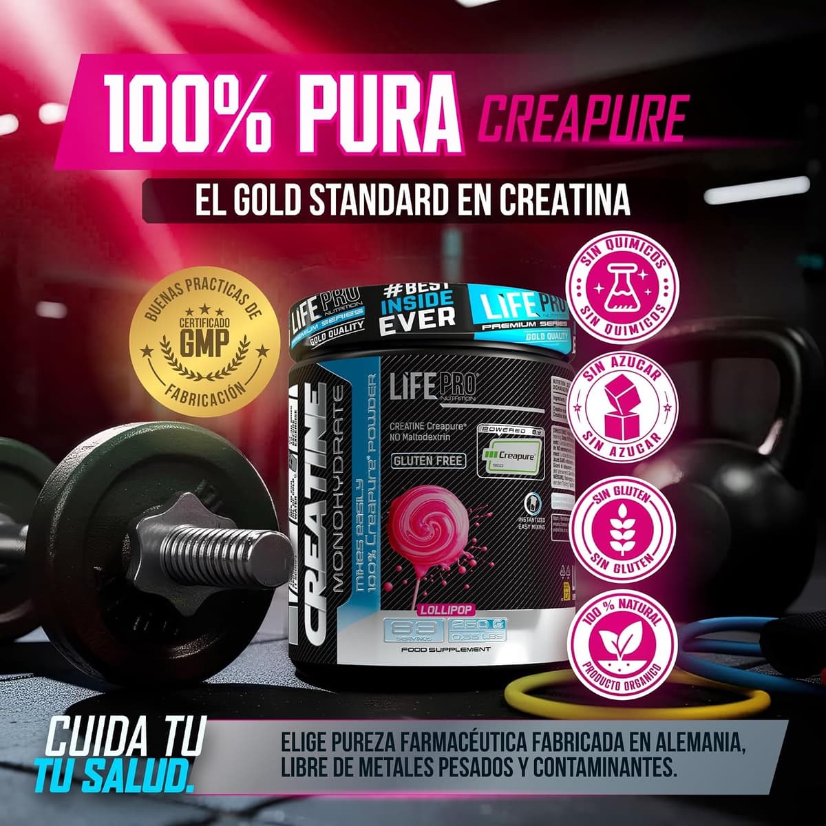 Creapure Life Pro Creatine Monohydrate – Pure Micronised Creatine, Up to 83 Shots – Gluten Free, for Strength, Energy and Mus — view 2