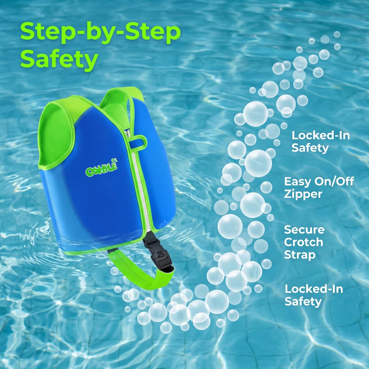 OSHYLE Chaleco de Natación de Neopreno de la Marca Premium para Niños - Flotador para el Aprendizaje de la Natación Ideal para Niños — view 2