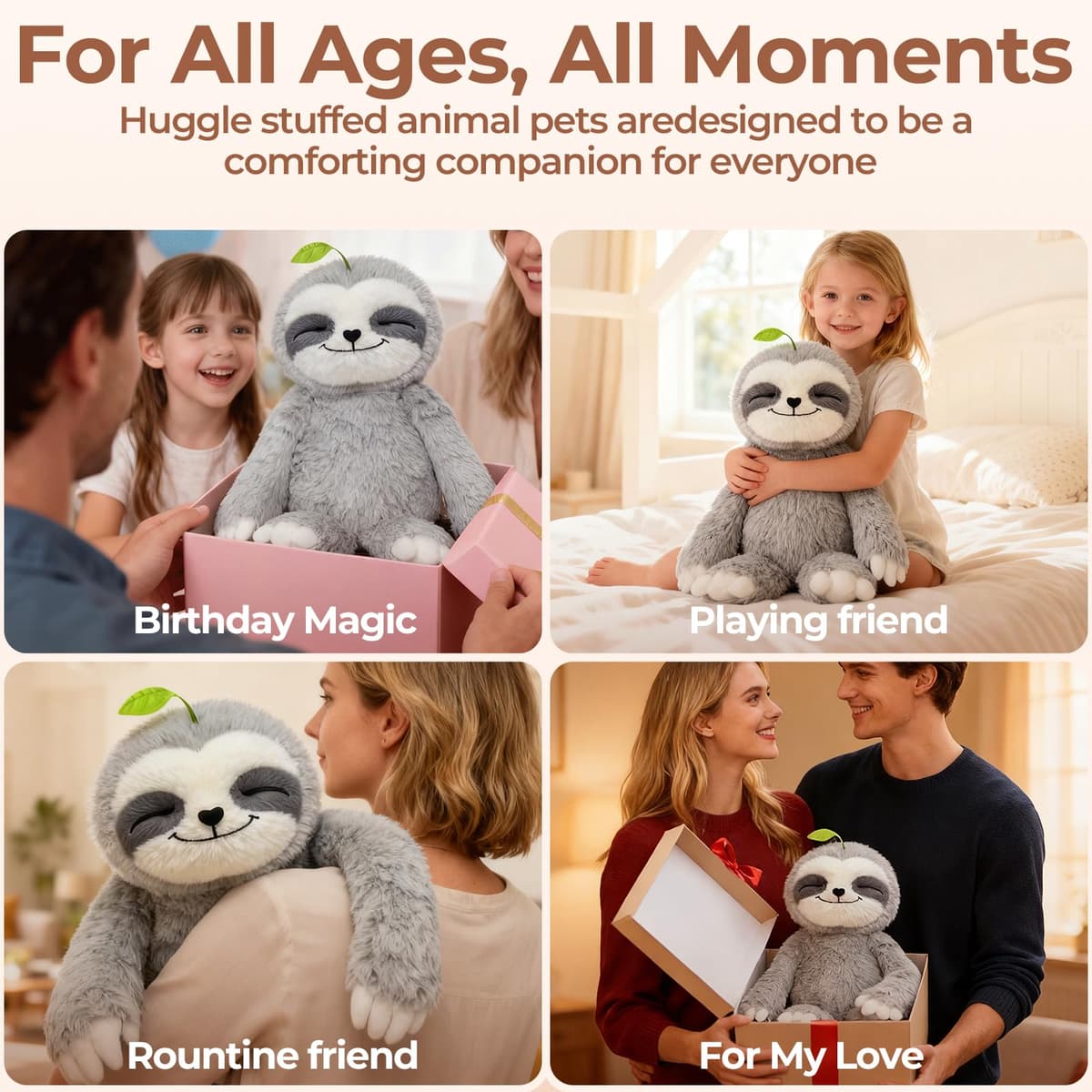 Mewaii Weighted Sloth Teddy Plush, 1.5KG Weighted Stuffed Animals 38CM Pillow for Kids, Soft Weighted Anxiety Plush Toy Sloth Gifts for Women Girls Adoults — view 7