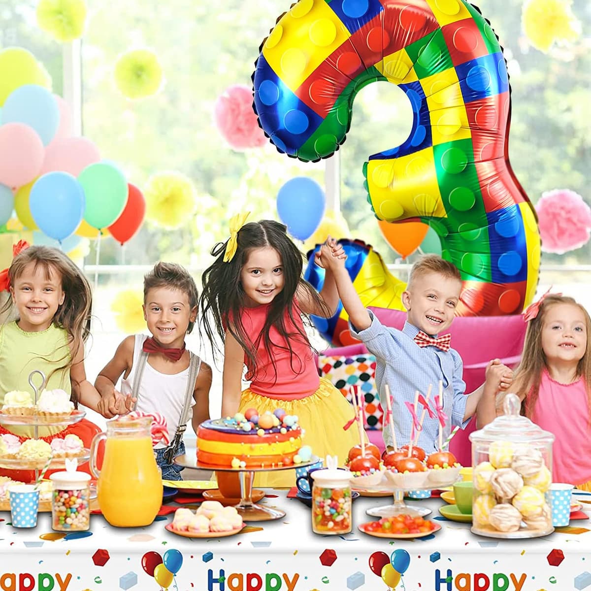 CHANGZHONG 32 Inch Building Block Number 2 Balloons 2 Years Old Balloons Large Big Helium Foil Mylar Balloon for 2nd Birthday Party Decoration Supplies — view 4