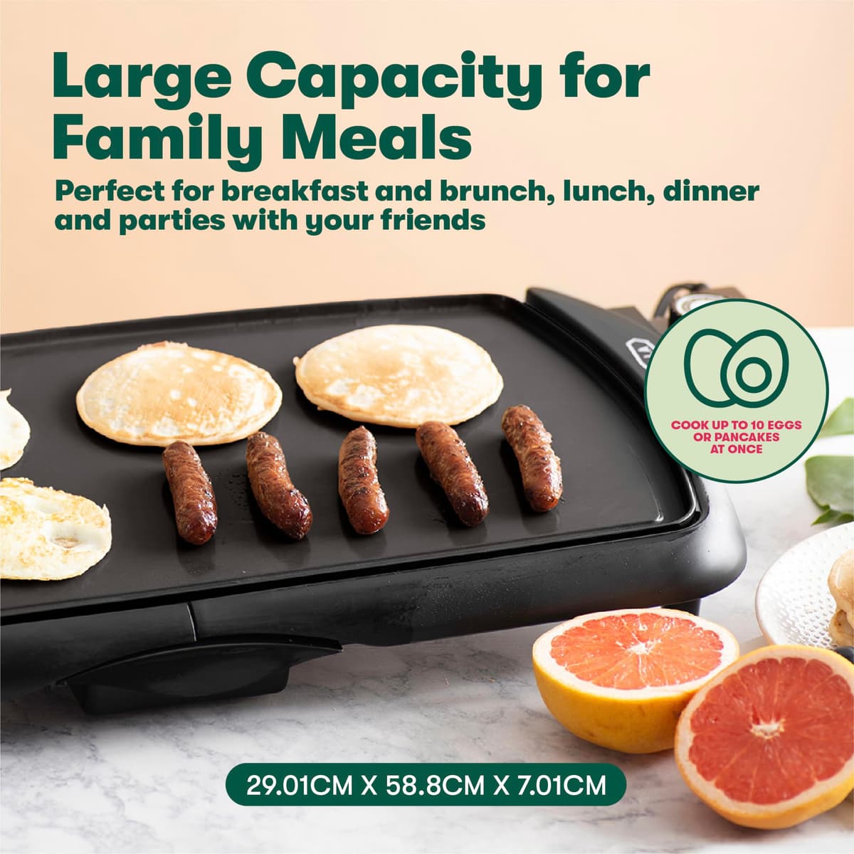 Bella Griddle 10.5 in x 20 in Non-stick, Black — view 2