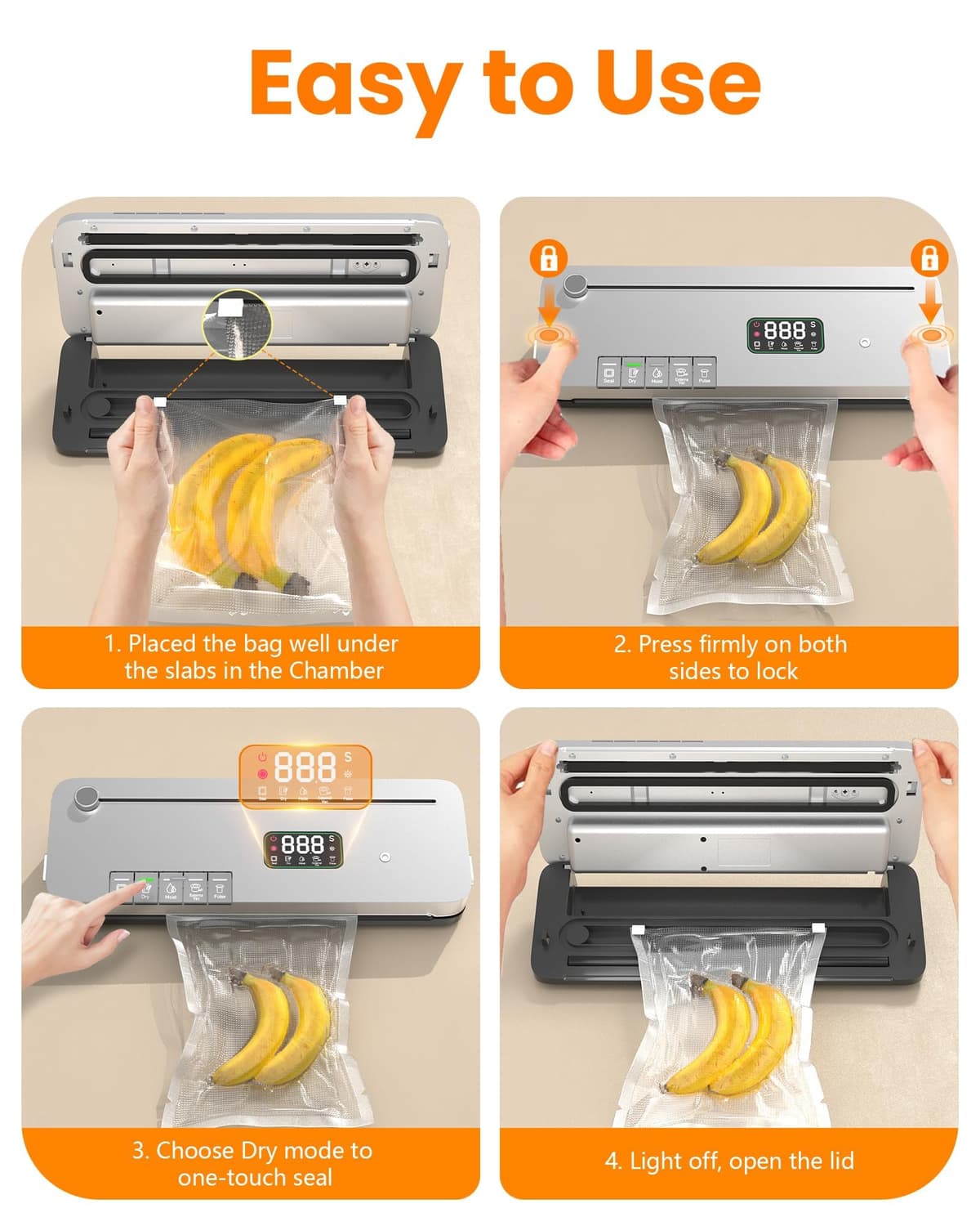 Vacuum Sealer Machine Food Sealing Machine, Built-in Cutter — view 4