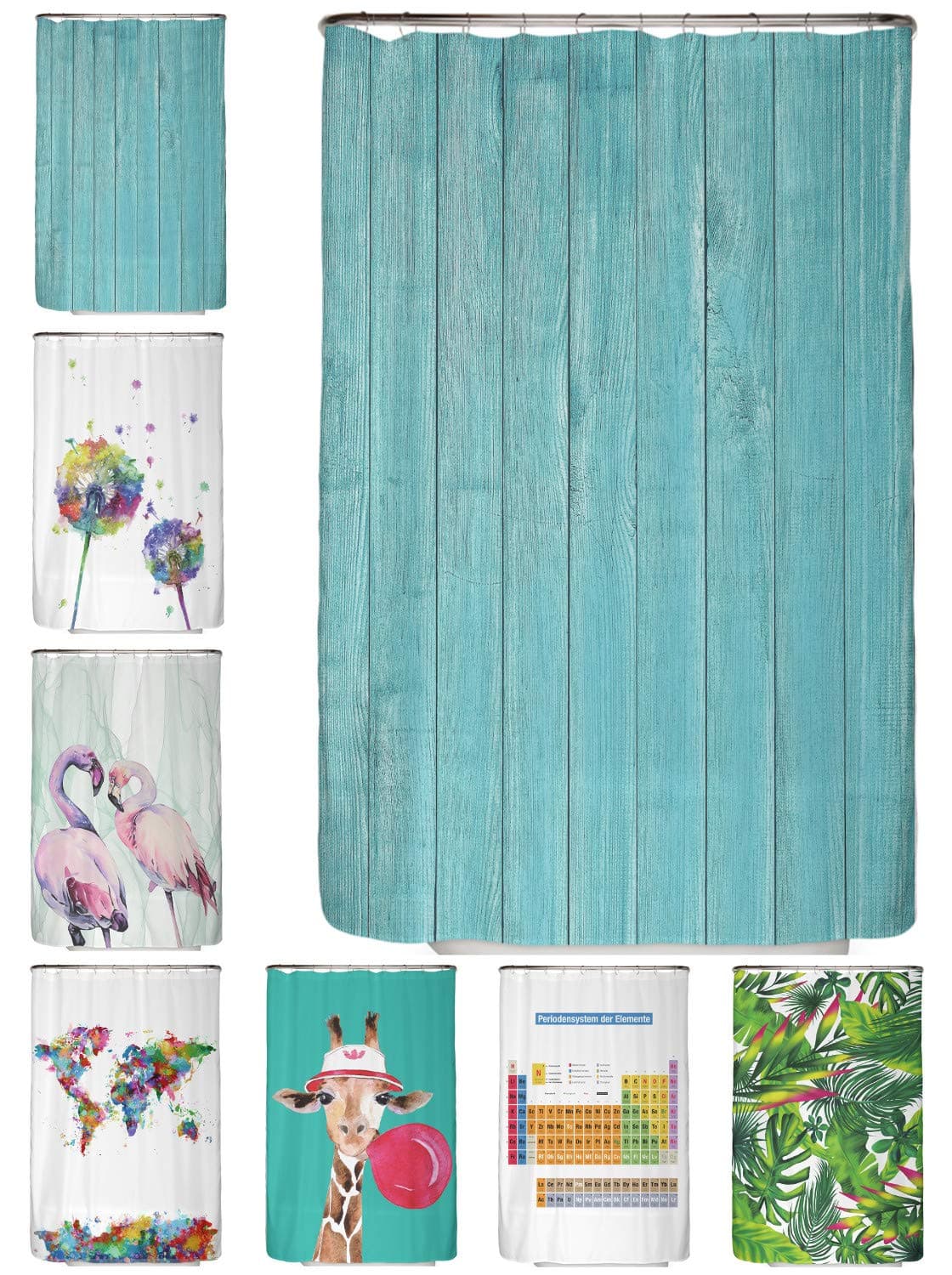arteneur® - Cortina de Ducha 180x200 - Cortina de Baño Antimoho de Tela, Impermeable, Lavable y Opaco con Dobladillo Ponderado y Anillas (Tabla Periódica Española) — view 78