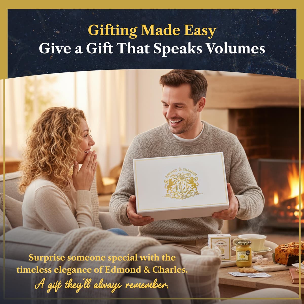 Edmond & Charles Gourmet Coffee & Chocolate Gift Hamper | Luxury Box with Edmonds Signature Blend Ground Coffee, Salted Caramel Syrup, Biscuits, Cake & Chocolates | Hampers Presents for Women & Men — view 8