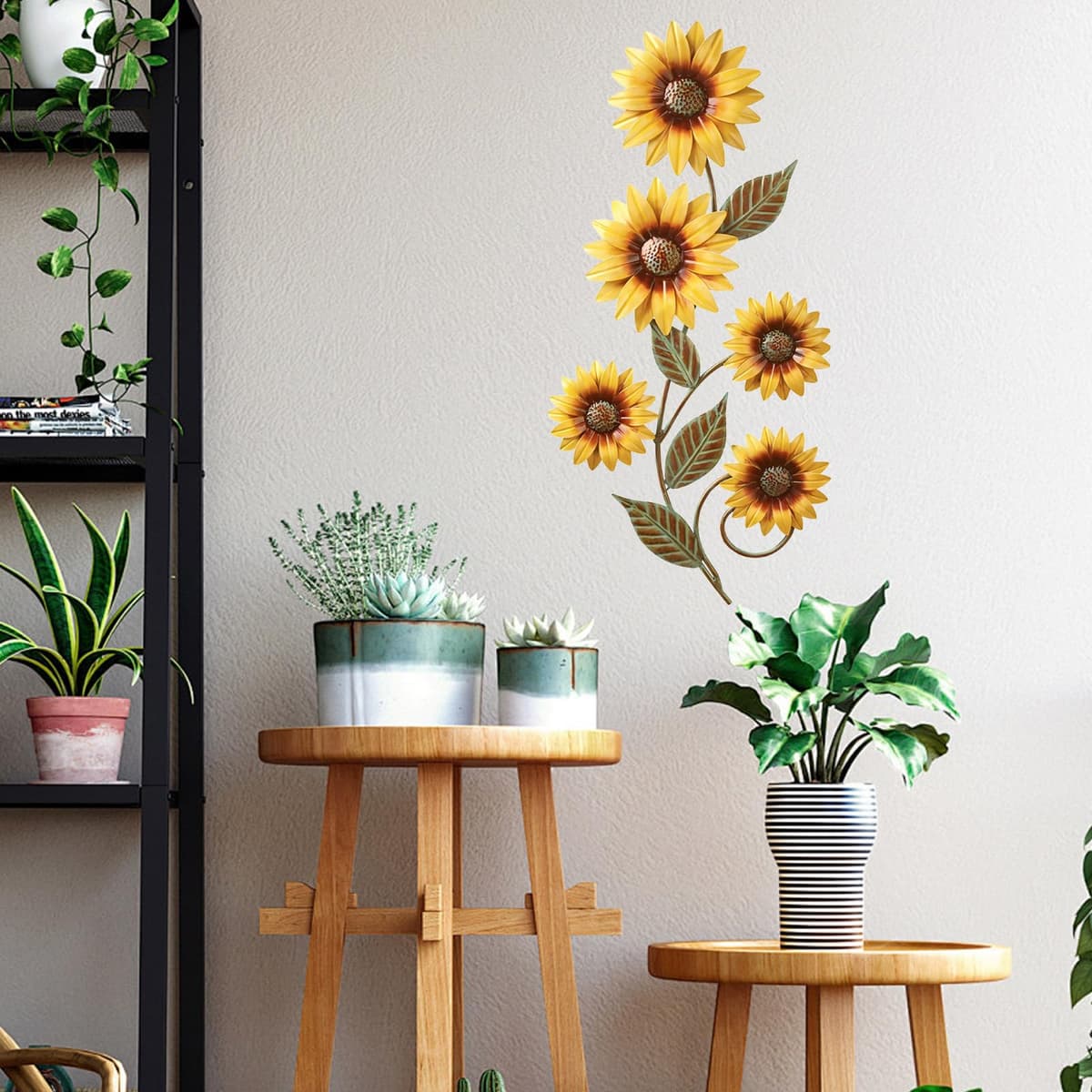 Plipdhy Metal Sunflower Wall Decorations,Garden Wall Art Outdoor Indoors,Metal Flowers Wall Hanging Ornament for Porch,Patio,Kitchen,Living Room,Farmhouse,Balcony — view 5