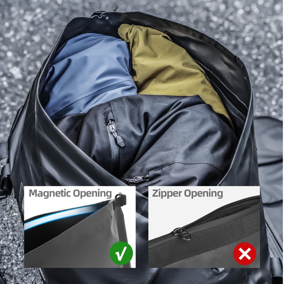 Bolsa trasera impermeable para motocicleta, 20 L, 40 L, 65 L, para asiento trasero enrollable (65 L) — view 5