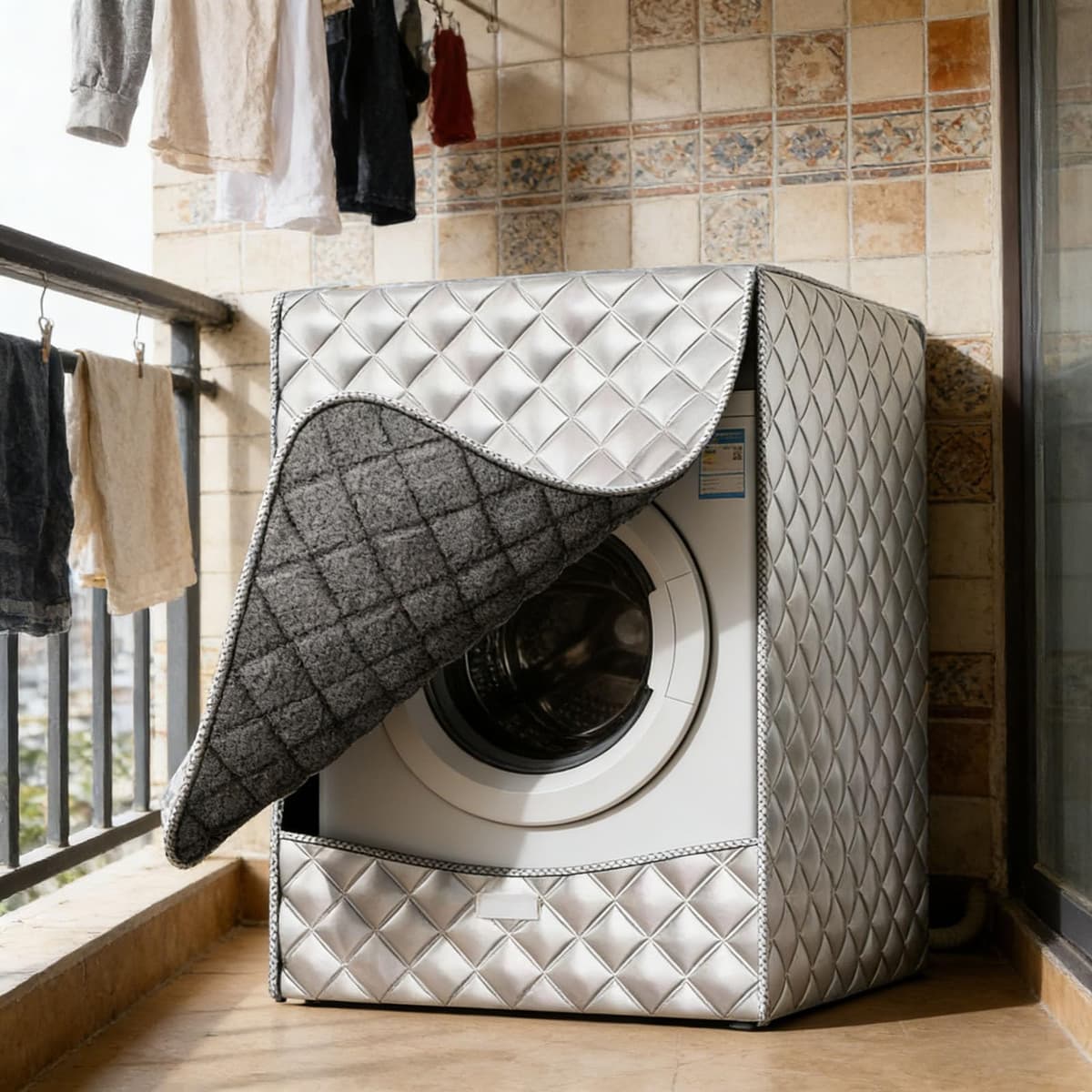 Washing Machine Cover - Front Loader Waterproof Washer - Oxford Cloth Tumble Dryer Cover | for Top Load Appliances Home Outdoor Bathroom Balcony (M) — view 3