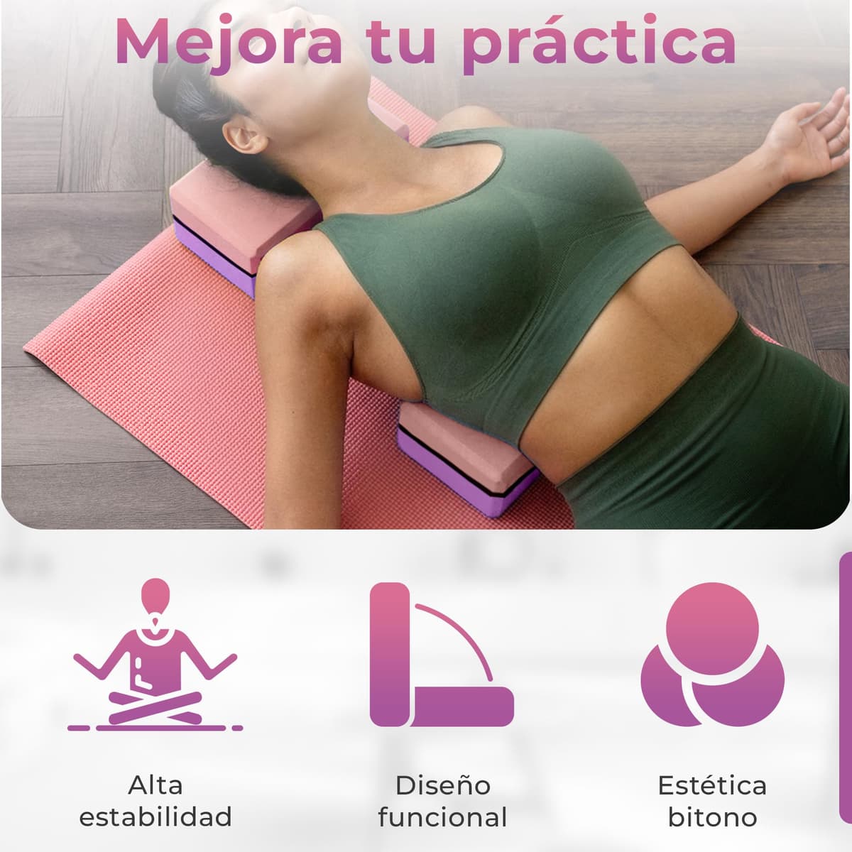 MOLIMILL Bloque Yoga 2 Unidades Espuma EVA + Ebook Ejercicios Yoga con Ladrillo | Ladrillo Yoga Ideal Para Pilates, Yoga, Fitness y Gimnasio — view 2