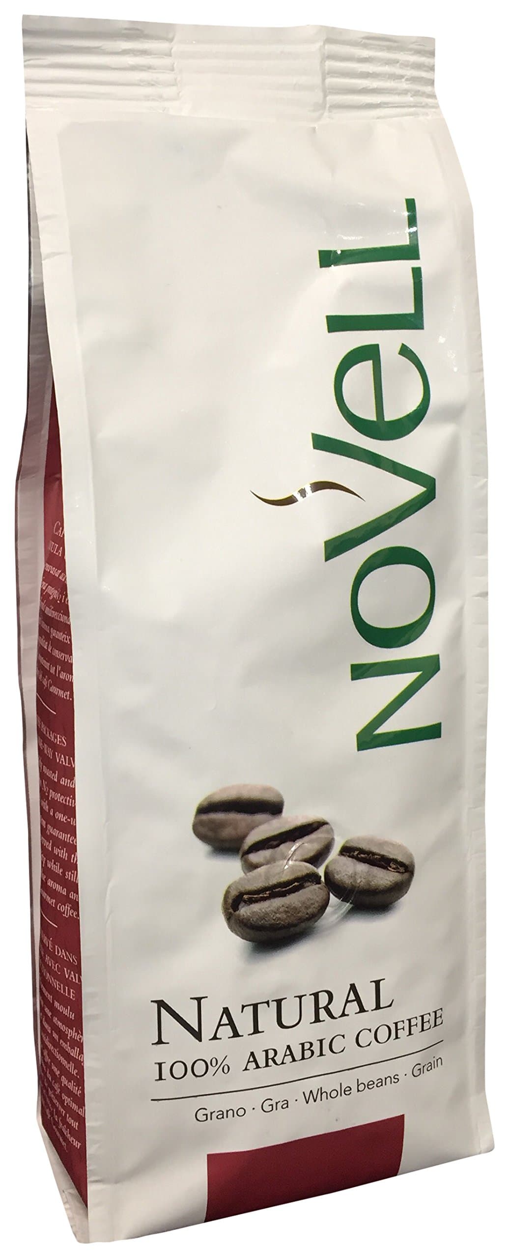 NOVELL - Café en Grano Natural 100% Arábico 250g | Grano Natural para Experiencia Gourmet Premium | Fácil Uso con Válvula Unidireccional | Arábica Sostenible