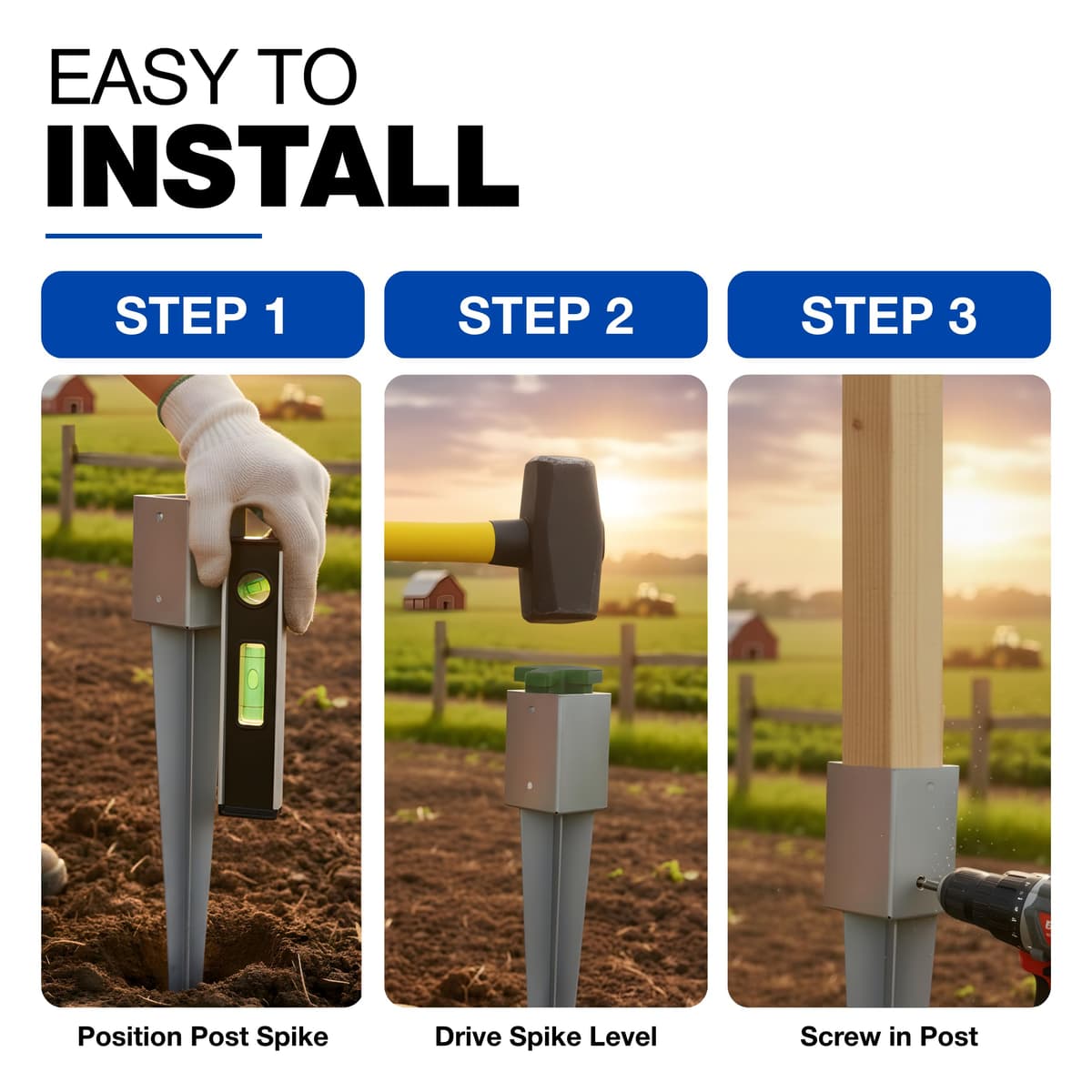 GeZu Impex Post Support 71 x 71 x 750 mm Hot Dip Galvanised Set of 16 fence Holder Anchor spike ground sleeve — view 3