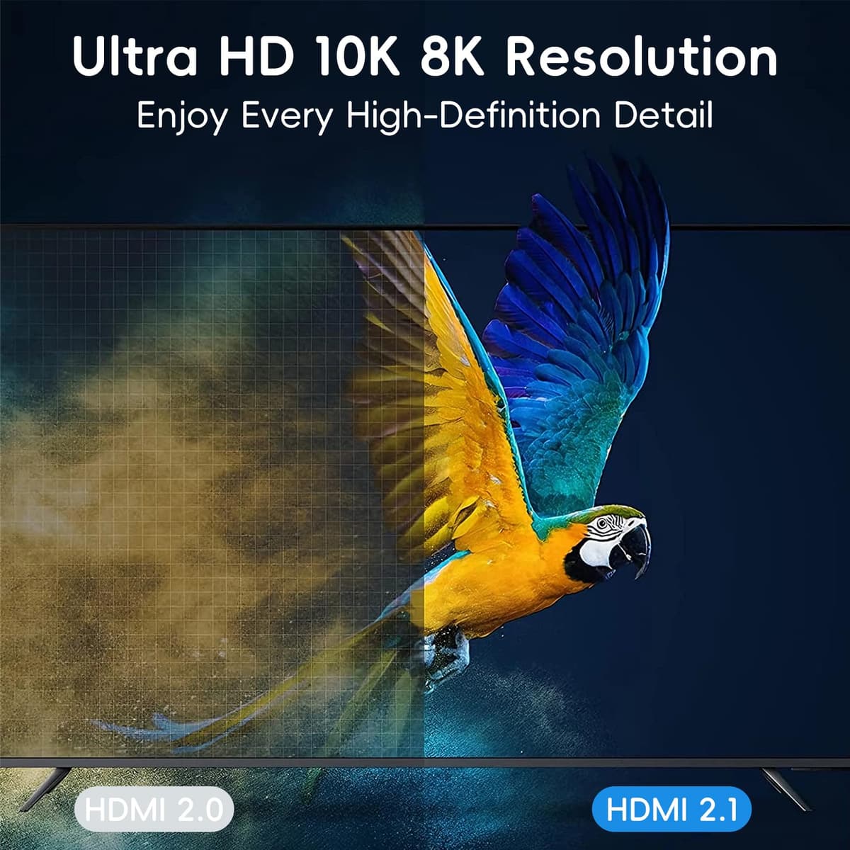 10K 8K HDMI 2.1 Cable 3M,HDMI Kabel 3Meter Ultra High Speed 8K@60Hz 4K@120Hz 7680P,Support HDR10 3D eARC HDCP2.2&2.3,Compatible with PS5/4 X-Box HDTV Blu-ray Player/Projector/Monitor/PC — view 5