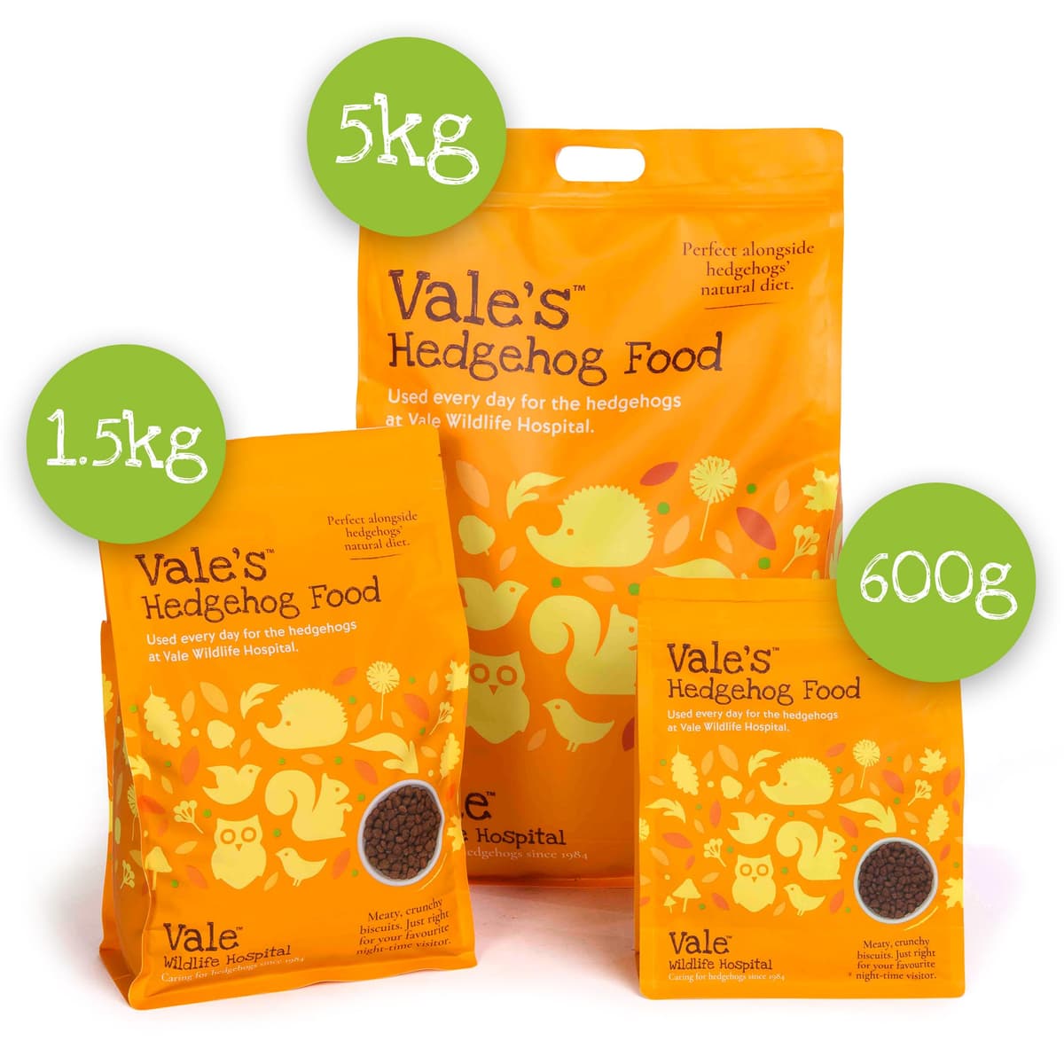 Vale’s™ Hedgehog Food – specially developed – used daily at Vale Wildlife Hospital – meaty, crunchy biscuits, high in fibre – suitable and nutritious – ideal addition to their natural diet (1.5kg) — view 2