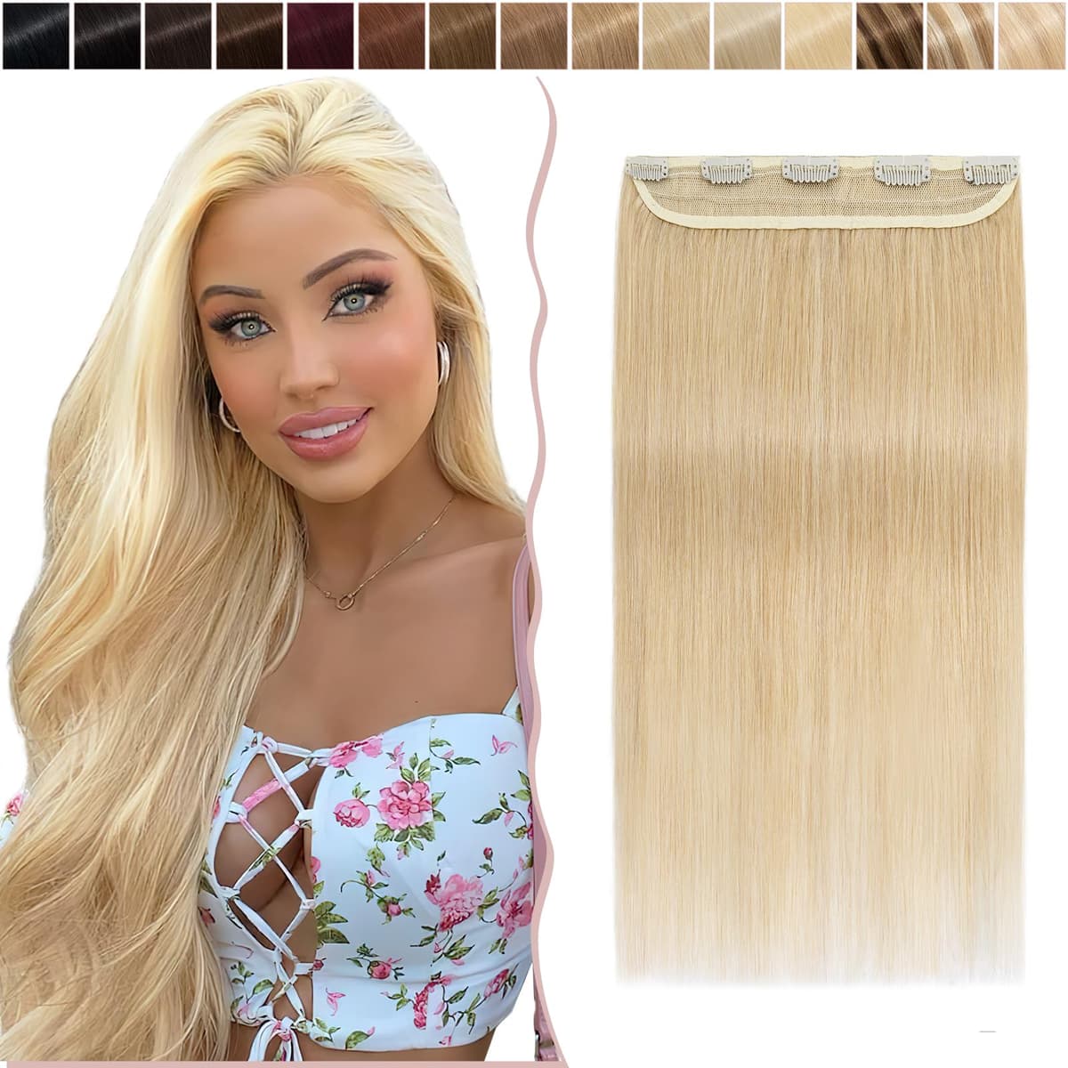 12 inch Clip in Hair Extension Human Hair One Piece 100% Real Remy [#2 Dark Brown] 3/4 Full Head Straight Hair Pieces for Women Invisible Short (40g) — view 24