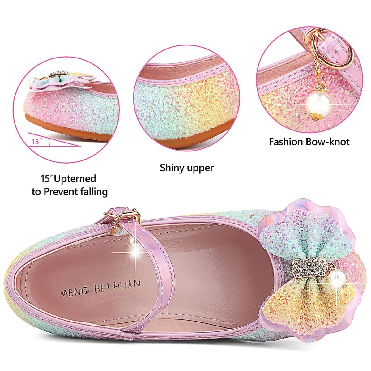 Girl's Princess Mary Jane Pump Shoes - Pink Silver Blue Purple White - Size 12 Months — view 4