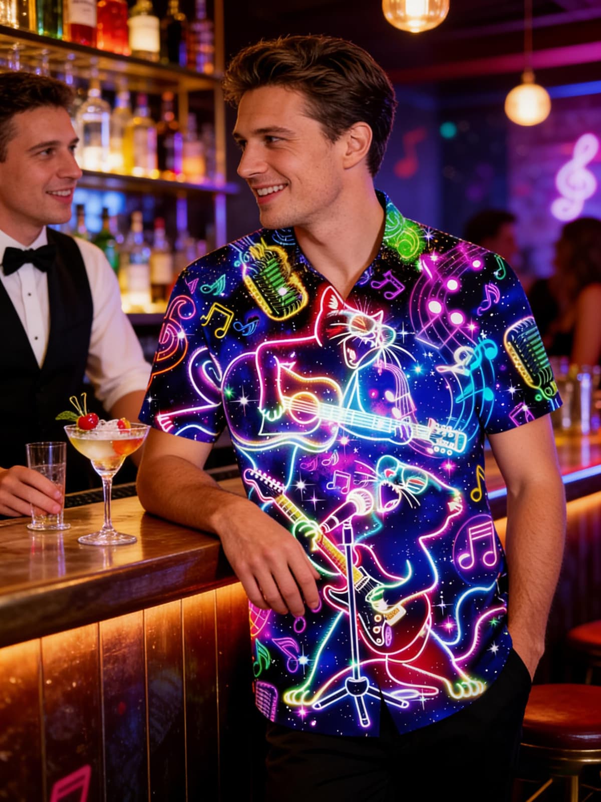 ALISISTER Mens Hawaiian Shirt 3D Print Casual Button Down Ugly Shirts Beach Holiday Aloha Short Sleeve Shirt — view 2